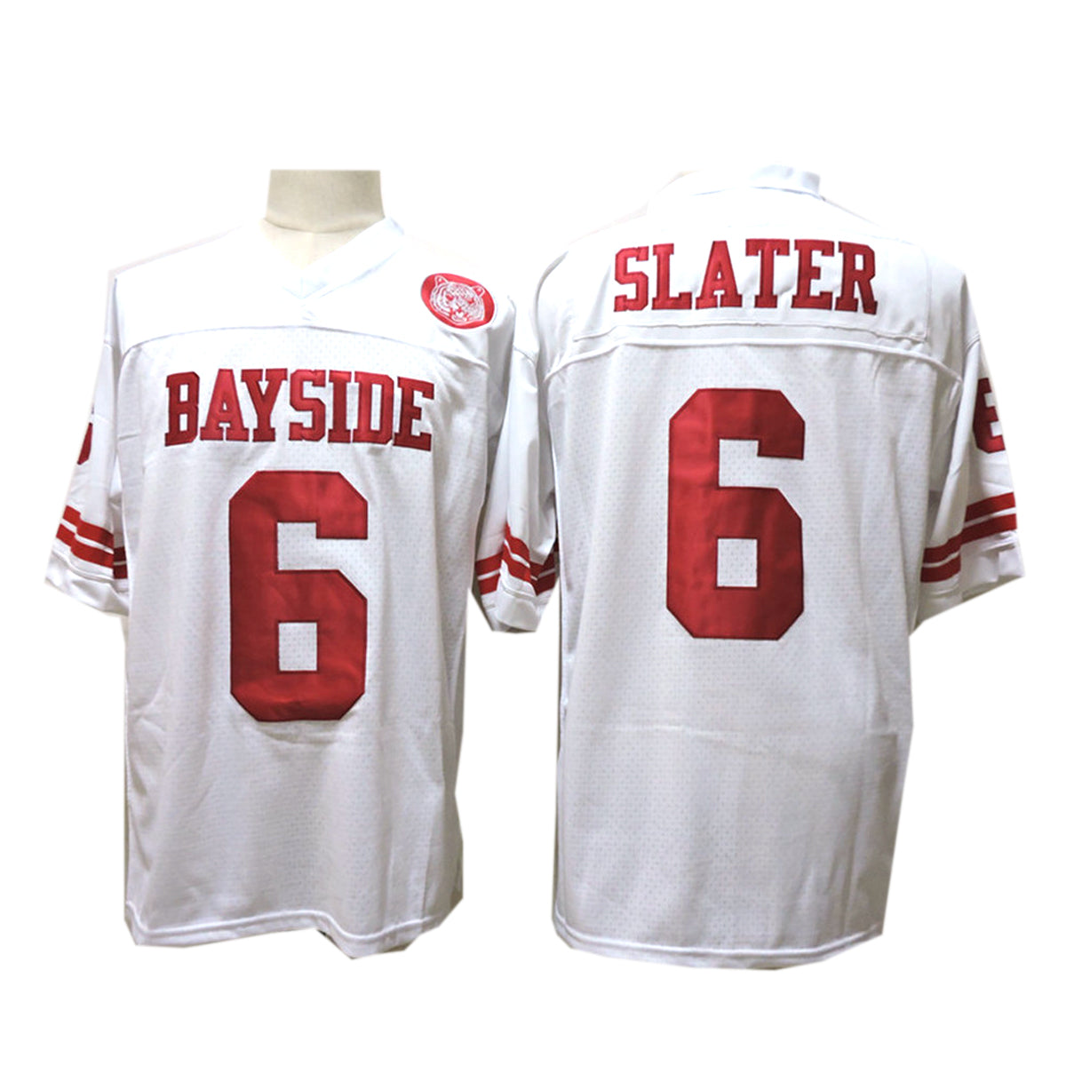 Custom Saved By The Bell AC Slater #6 Bayside Tigers Costume Football Jersey Red/White Limited Edition