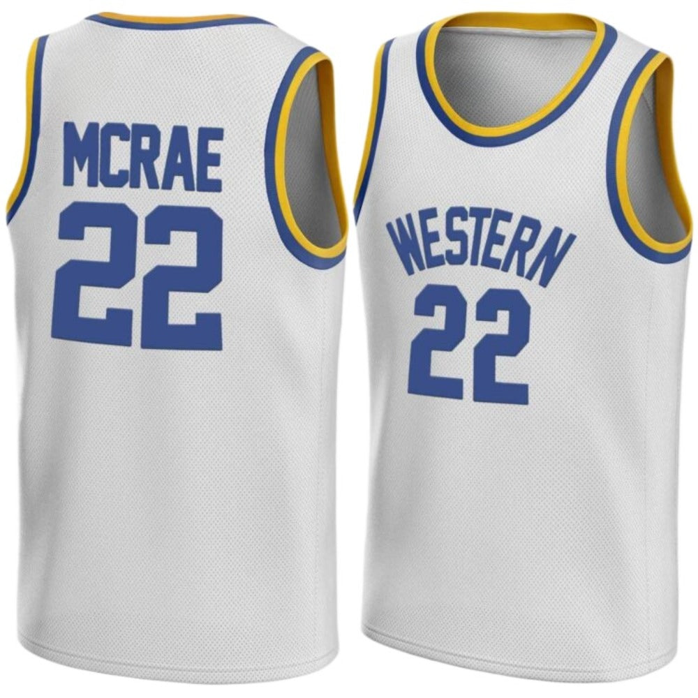Butch McRae #22 Western Blue Chips Movie Basketball Jersey buymoviejerseys.com