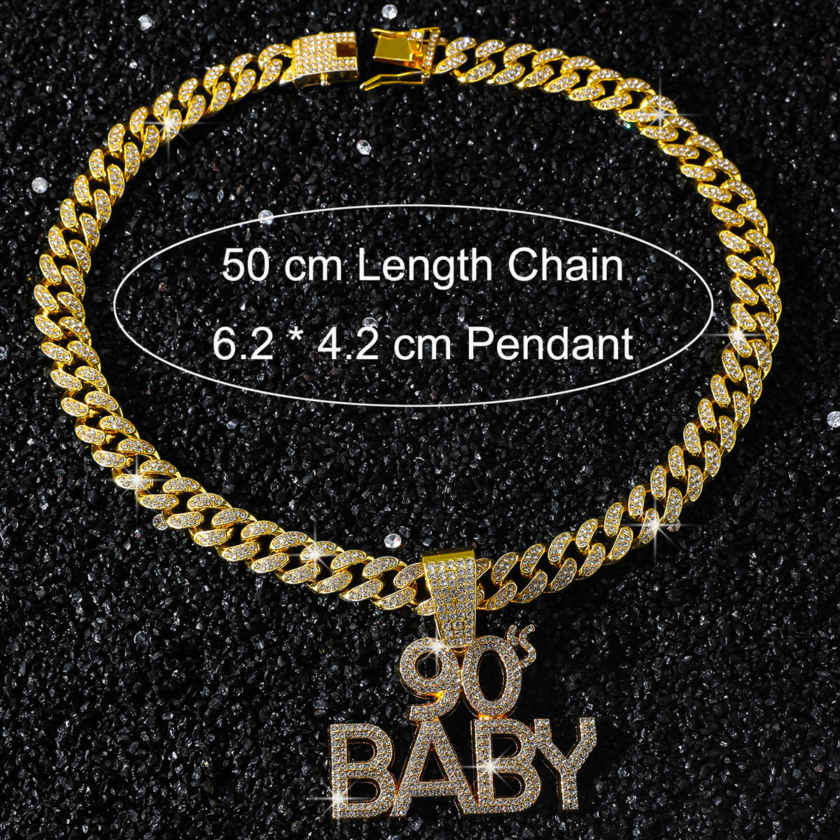 Personalized Hip Hop Style English Letter 90 BABY Pendant Hip Hop Creative Pendant Necklace