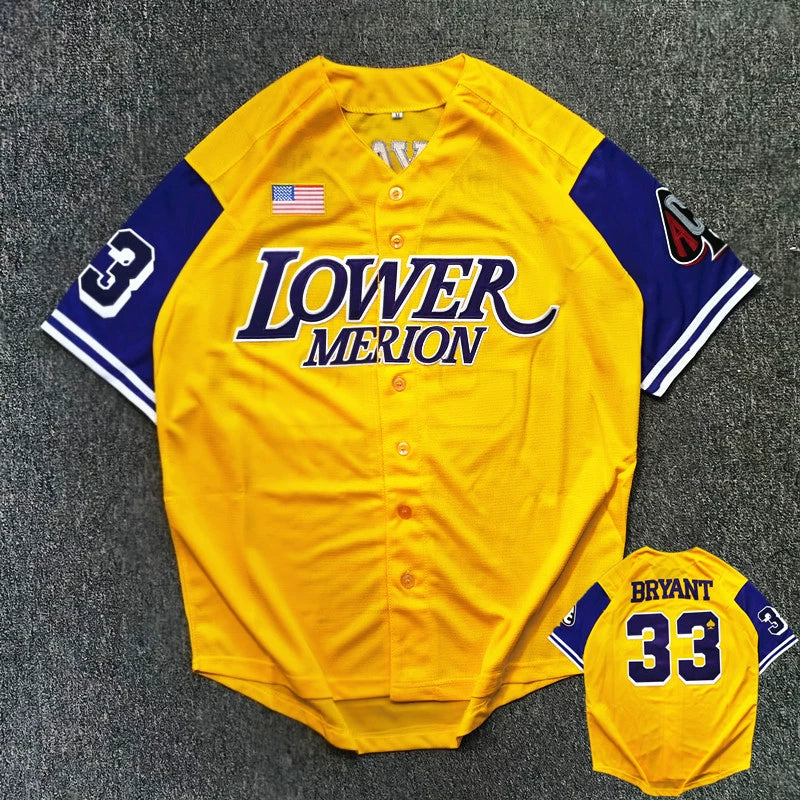 Men's Lower Merion Kobe Bryant #33 Baseball Jersey Embroidered Cardigan