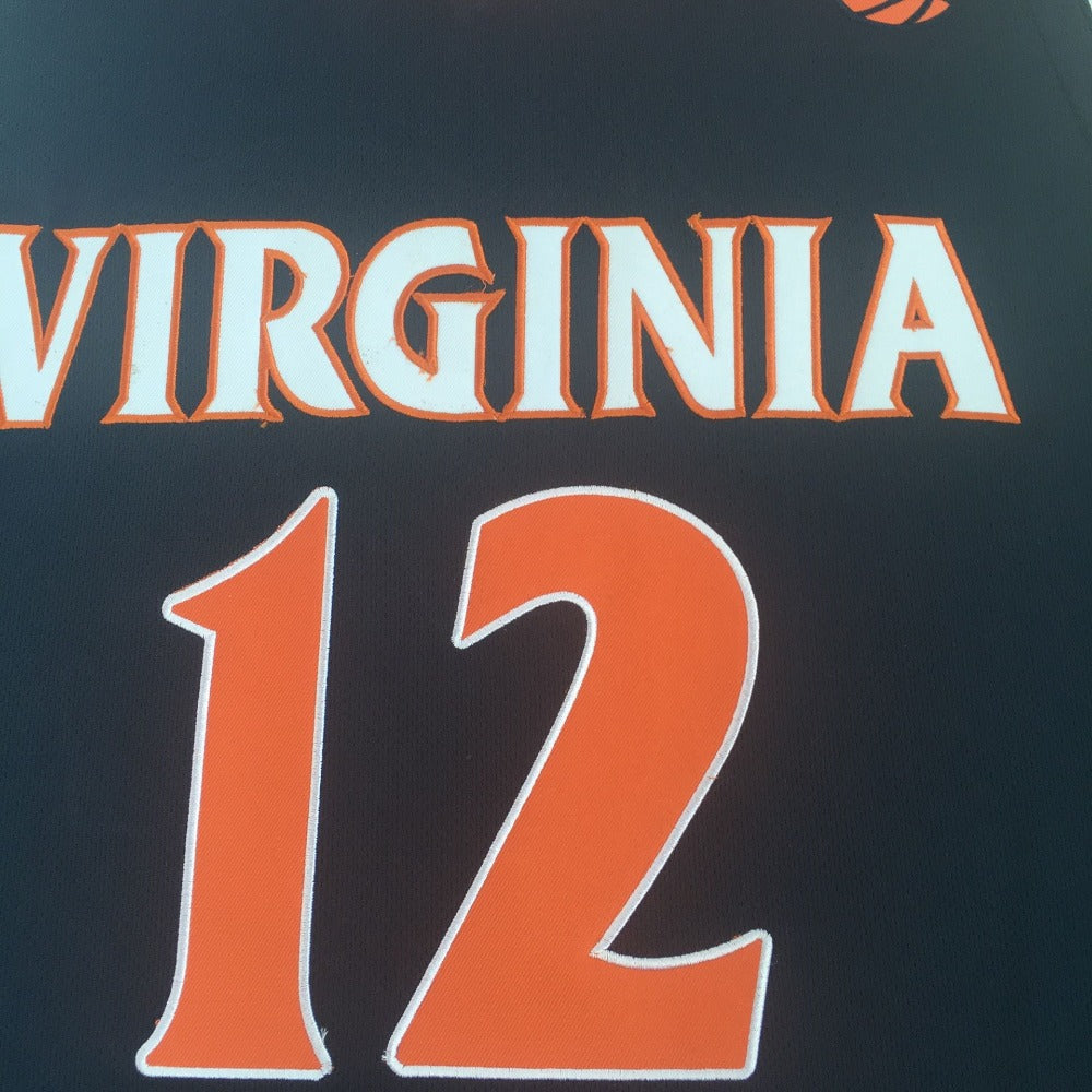 Virginia Hunter #12 Basketball Jersey – White/Dark Blue Two-Tone