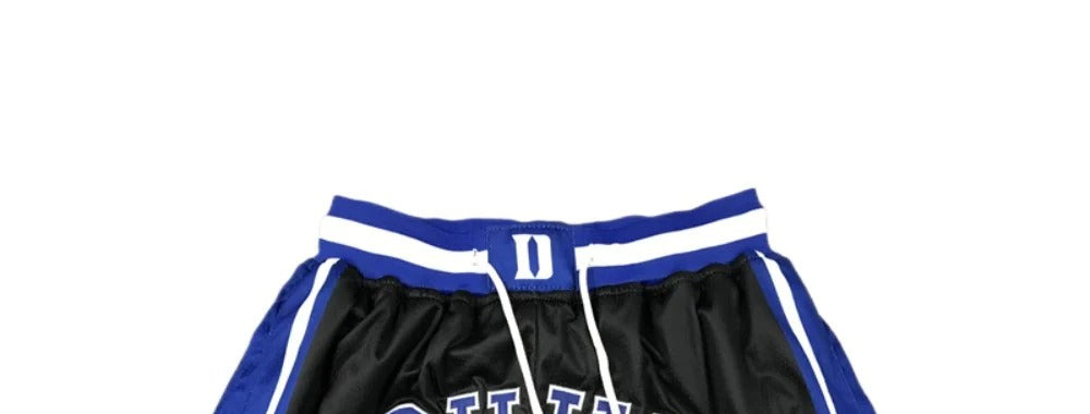 Classic D College Shorts Sports Pants with Zip Pockets Black Color