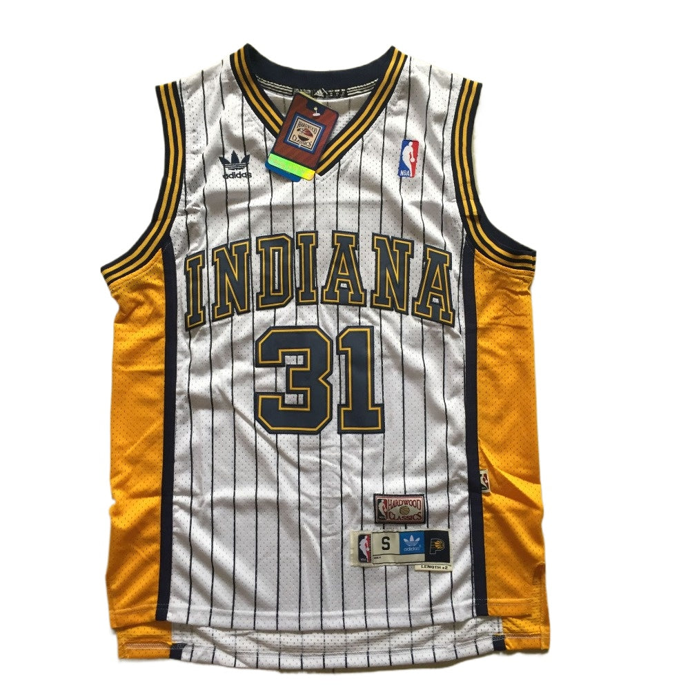 Reggie Miller #31 Vintage Indiana Pacers Jersey Yellow /White /Black Stripe