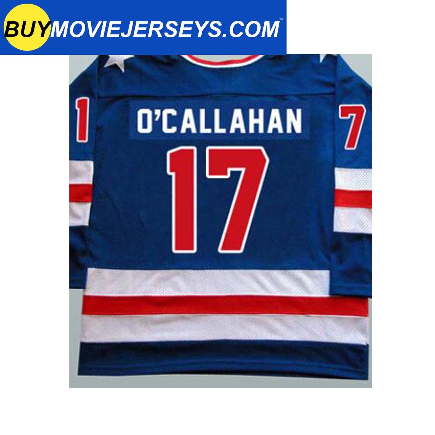 1980 USA Olympic Miracle on Ice Hockey Jersey JACK O'CALLAHAN #17 Blue And White
