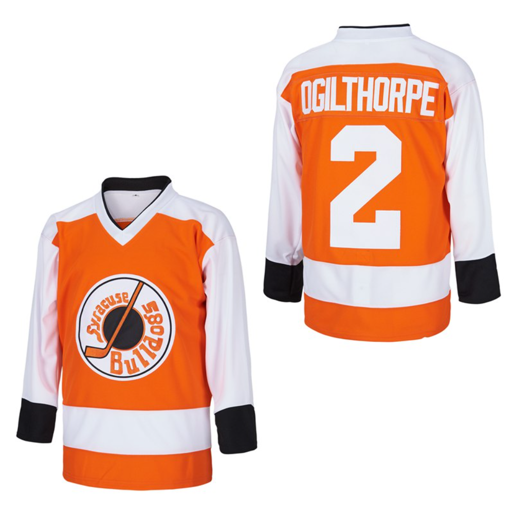 Custom Ogie Ogilthorpe #2 Syracuse Bulldogs Hockey Jersey -Orange Slapshot Ice Hockey Jersey