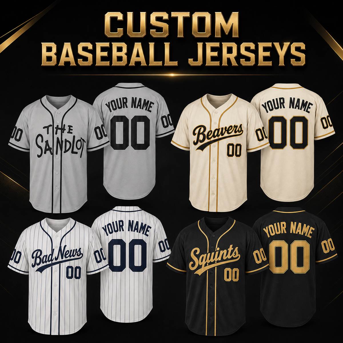 Custom Baseball Jerseys | Name & Number | BuyMovieJerseys