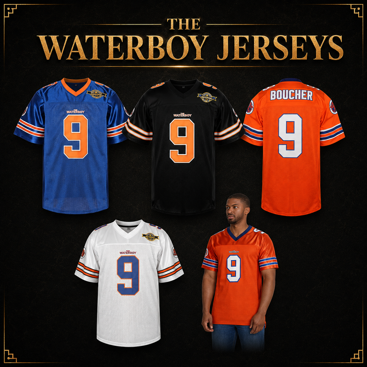 The Waterboy Jerseys | Bobby Boucher #9 Muddogs | BuyMovieJerseys