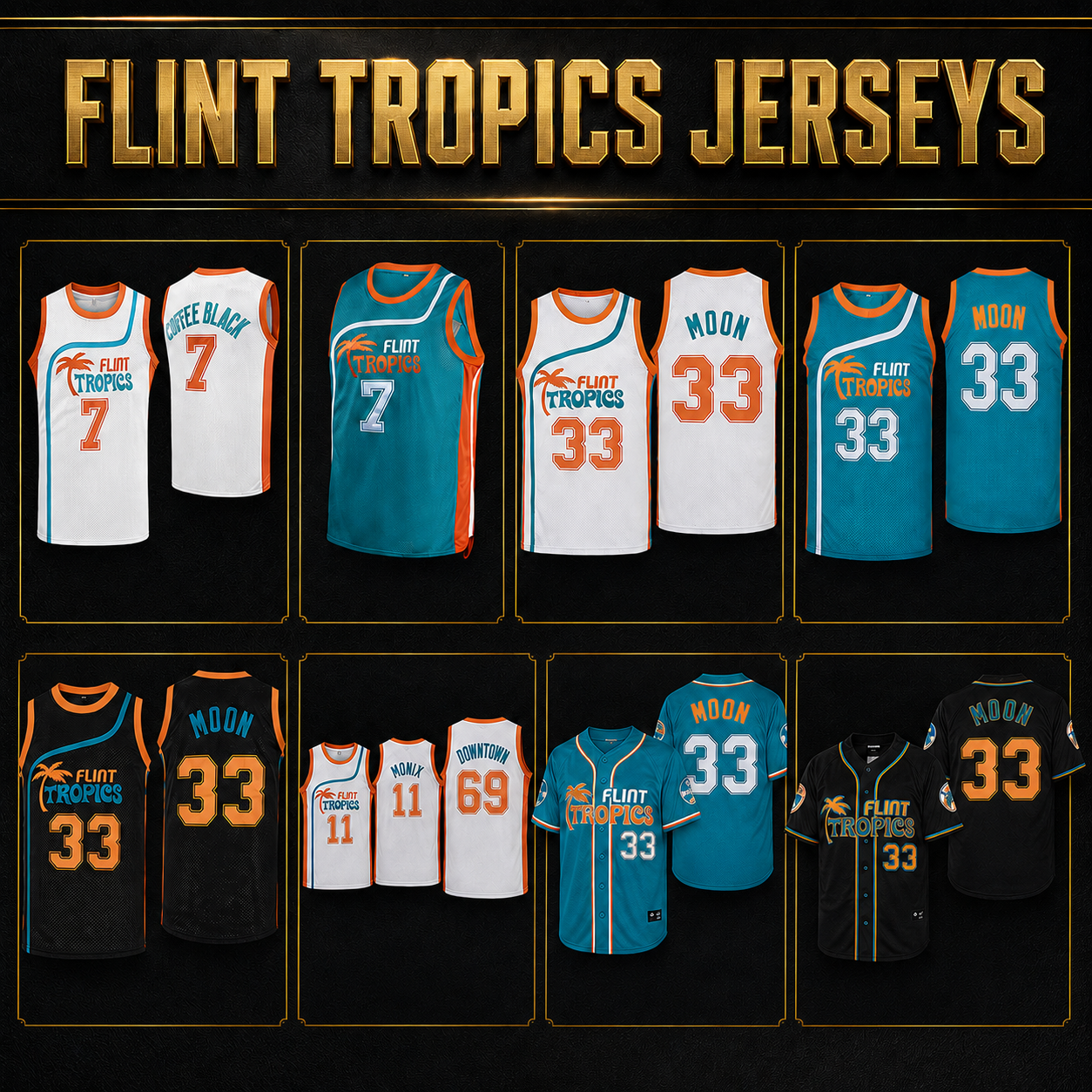 Flint Tropics Jerseys | Semi-Pro Movie Basketball | BuyMovieJerseys