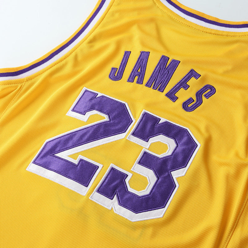 Lebron James #23 Retro Lakers Breathable Basketball Jersey Pants Set Embroidery fit for Youth to Adult