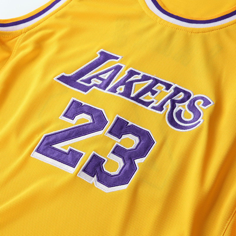 Lebron James #23 Retro Lakers Breathable Basketball Jersey Pants Set Embroidery fit for Youth to Adult