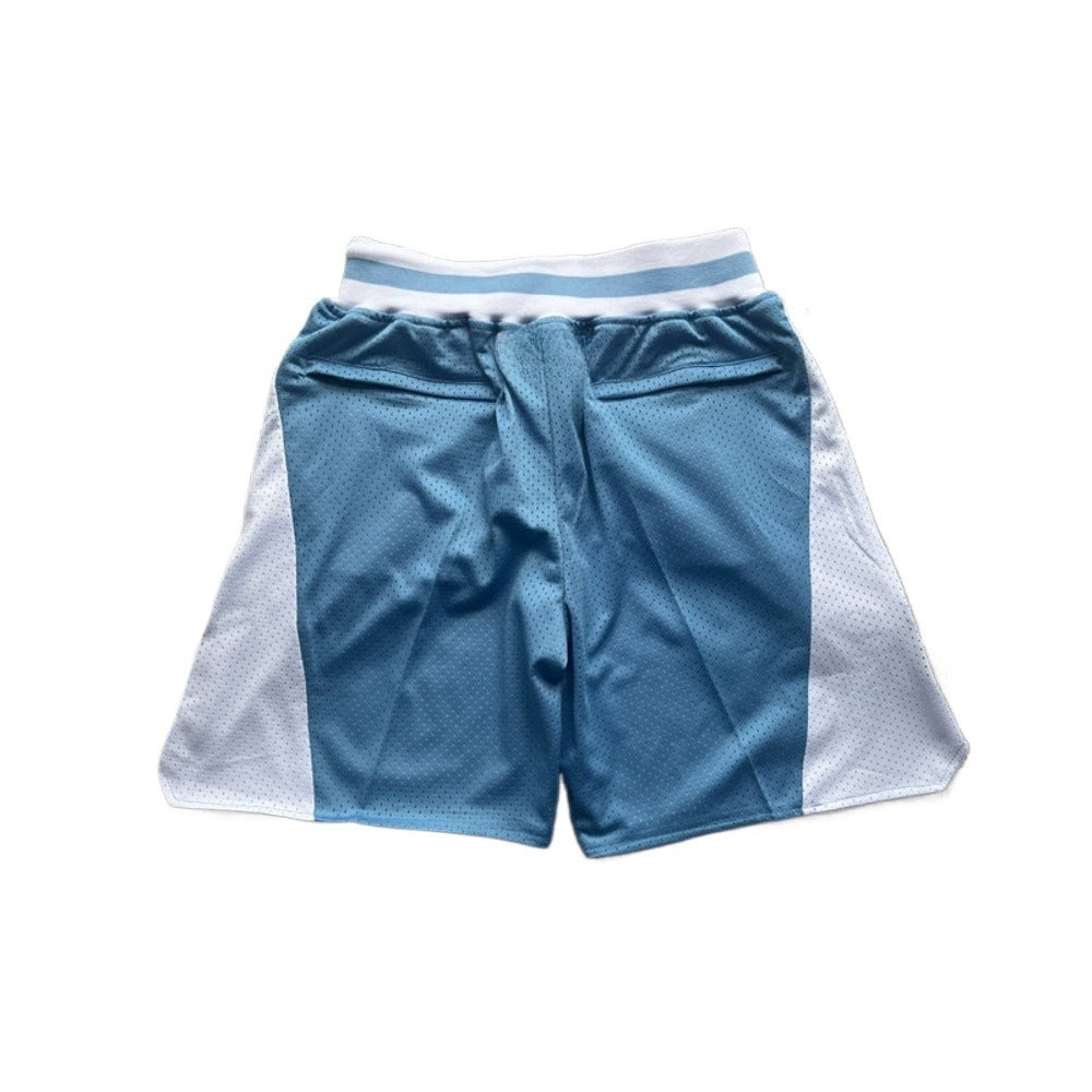Throwback Carolina Basketball Shorts Sports Pants with Zip Pockets