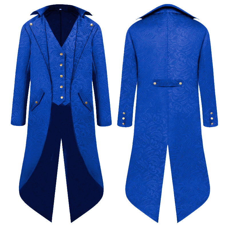 Men's Steampunk Vintage Medieval Tailcoat Jacket Retro Gothic Victorian Frock Coat Uniform Halloween Cosplay Costume