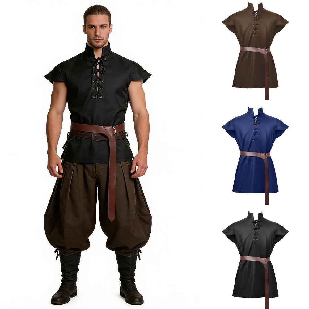 Mens' Medieval Renaissance Viking Tunic Barbarian Tops Halloween Costume