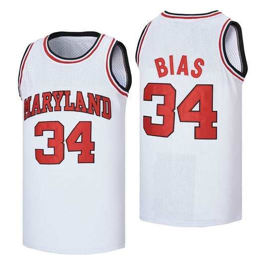 Len Bias #34 Maryland Terrapins College Basketball Jersey White