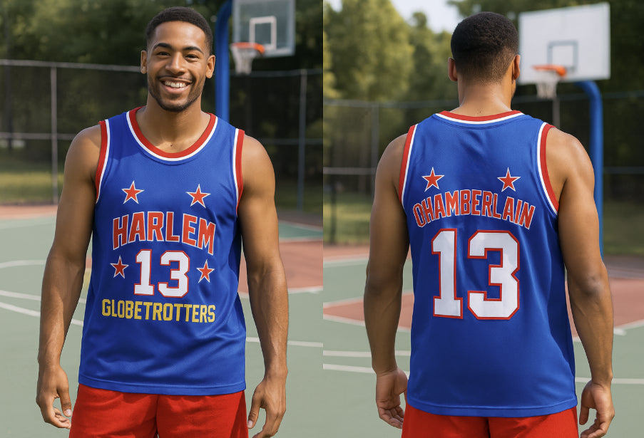 Wilt Chamberlain #13 Harlem Globetrotters Basketball Jersey – Blue