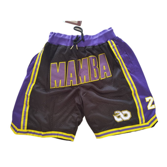 Classic Mamba Sports Pants with Zip Pockets Mesh Basketball Shorts Embroidered