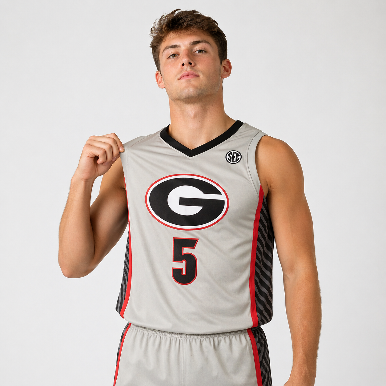Anthony Edwards #5 Georgia Basketball Jersey College - Gray