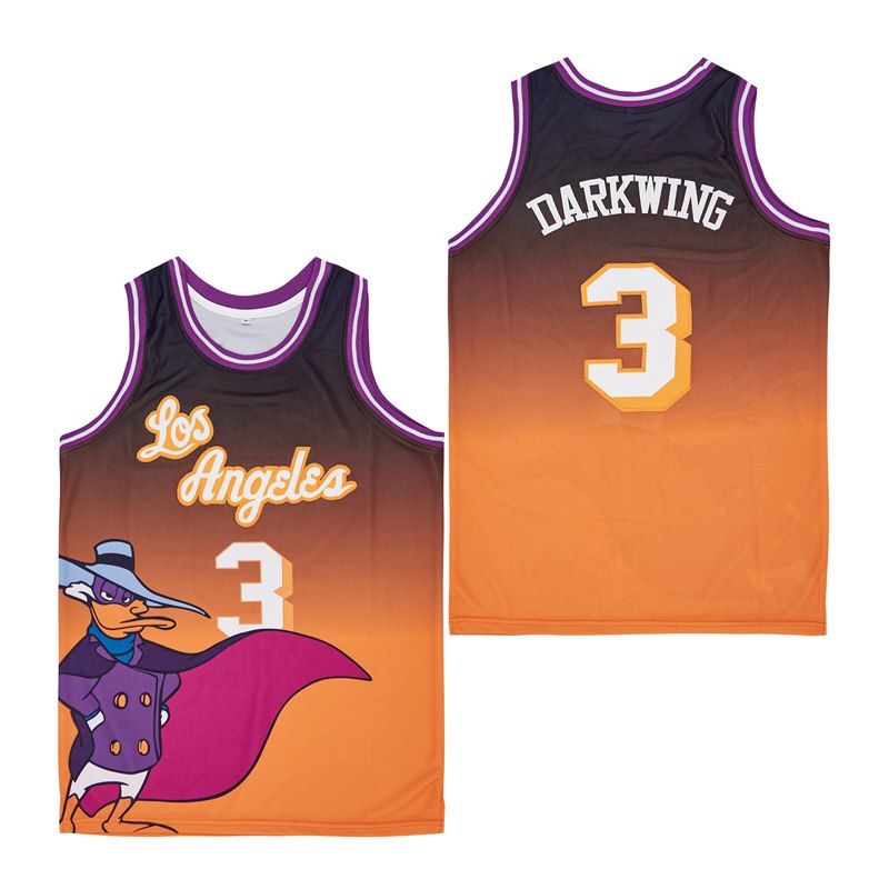 Los Angles Darkwing #3 Duck Yellow Color Basketball Jersey