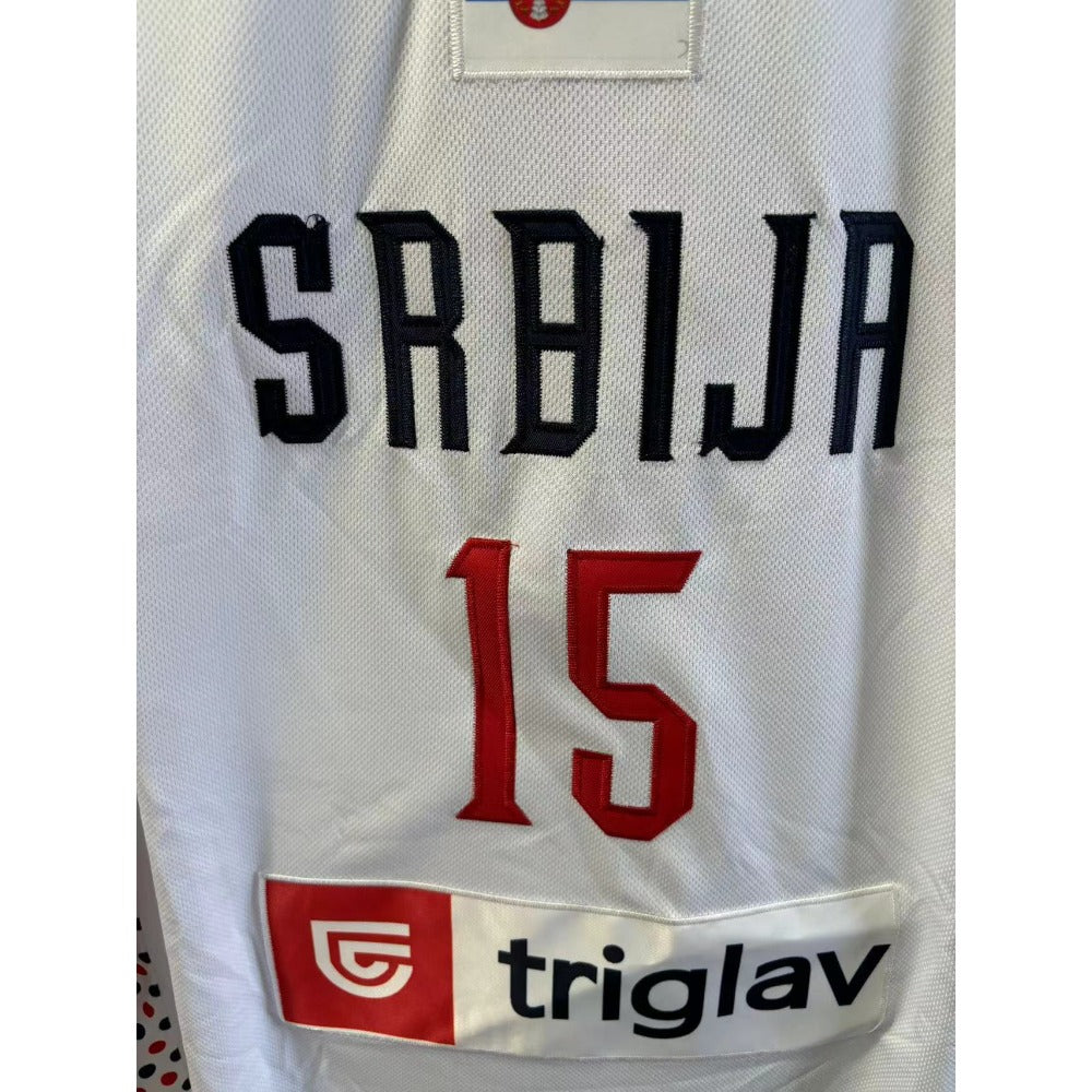 Serbia National Team Nikola Jokić #15 White Basketball Jersey Embroidered