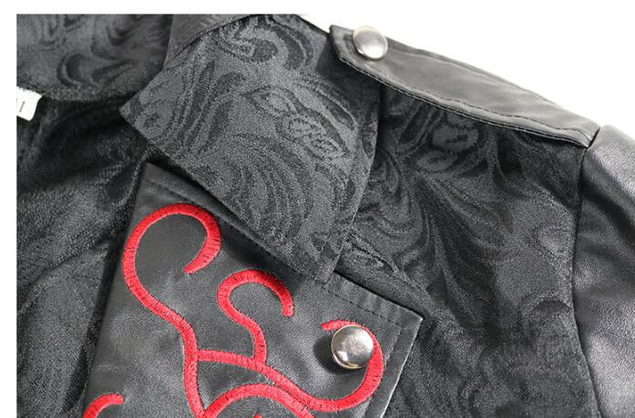 Unisex Victorian Tailcoat Steampunk Medieval Jacket Gothic Coat Faux Two-Piece Vest with Zipper Collar Assassin's Outfit