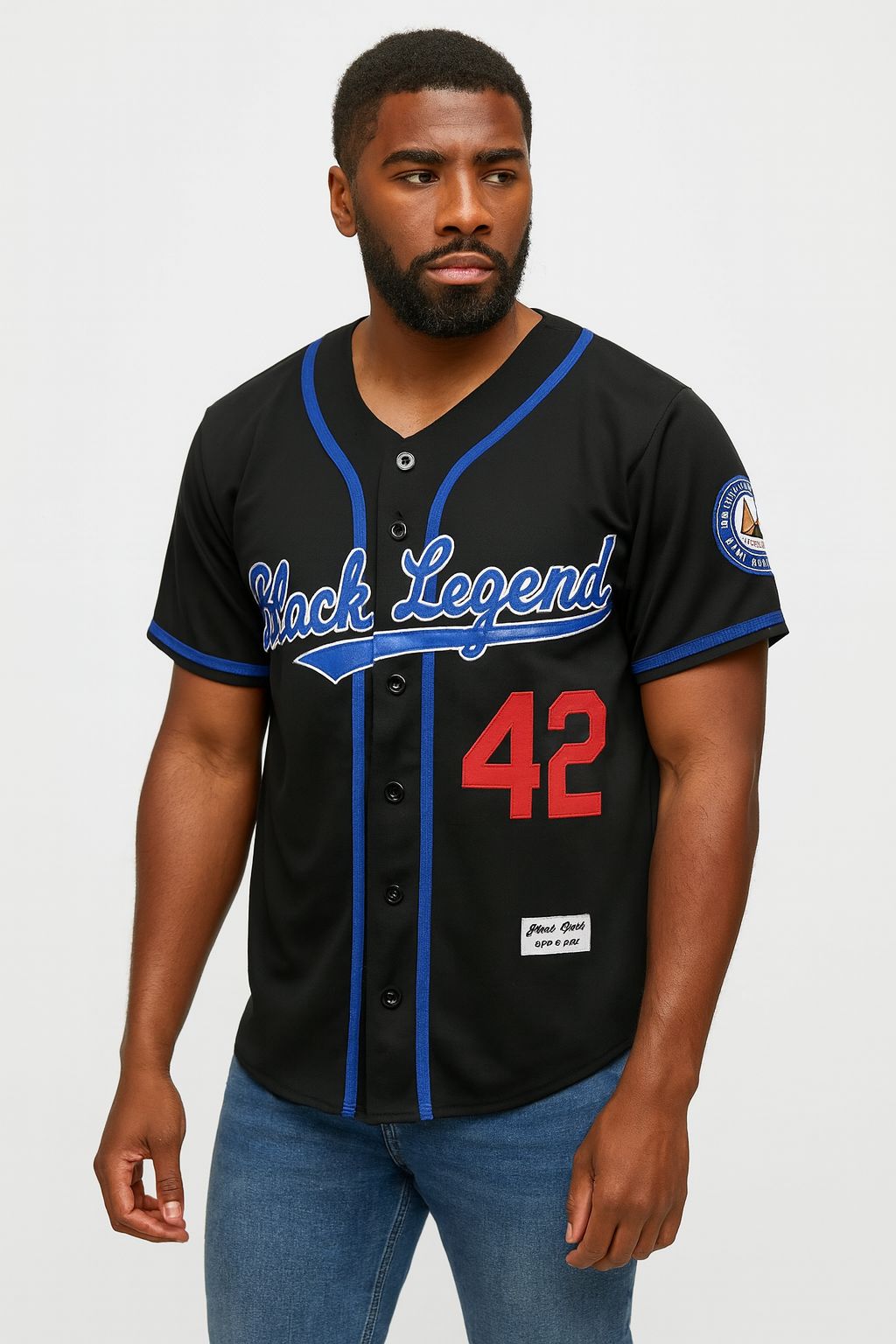 Retro Vantage Black Legend #42 Baseball Jersey Sewn S, M, L, XL,2XL,3XL
