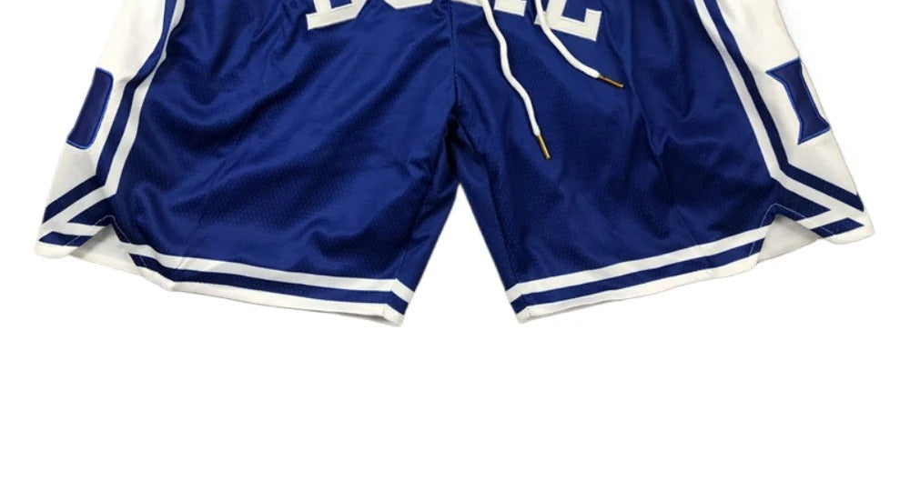 Classic D College Shorts Sports Pants with Zip Pockets Blue Color