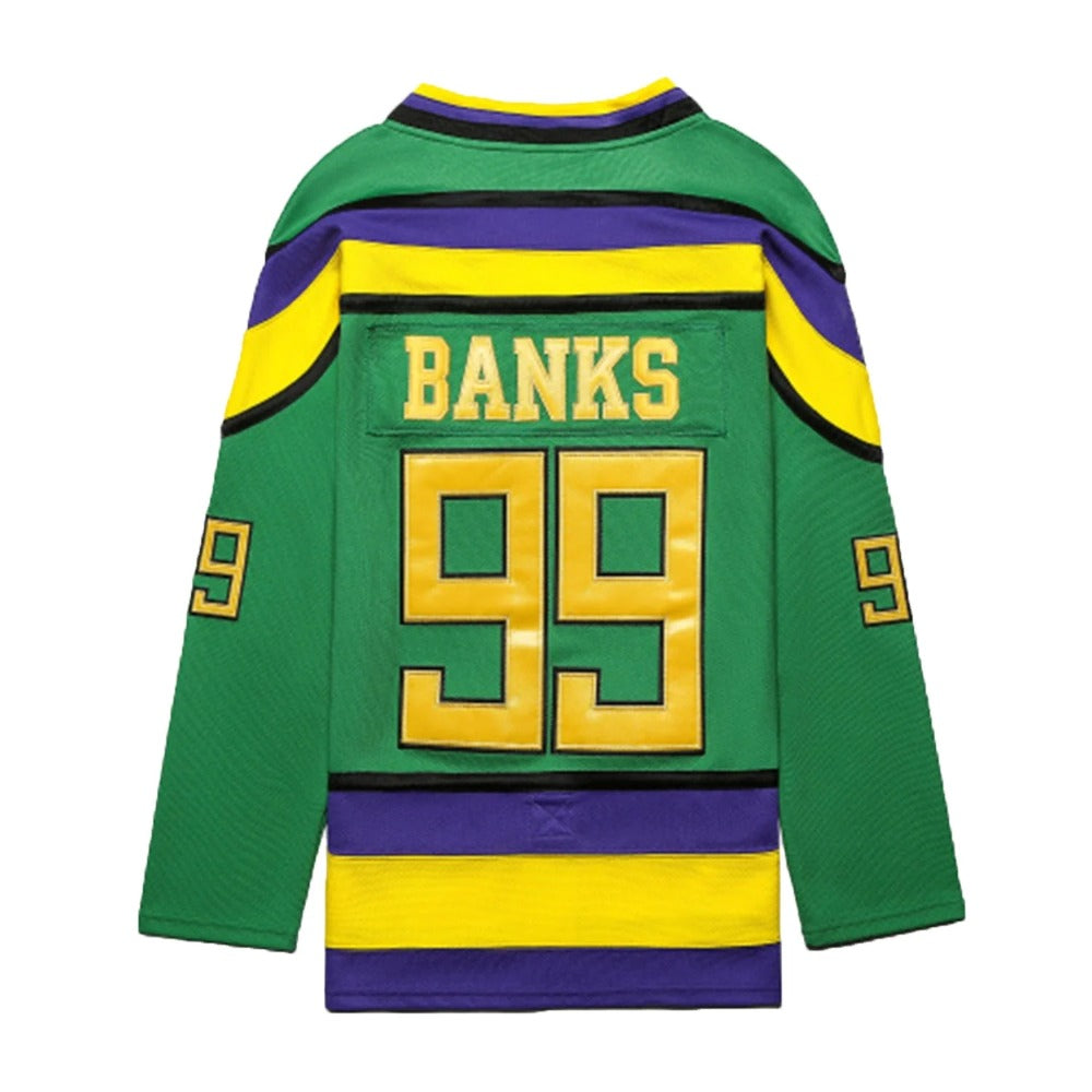The Mighty Ducks Movie Hockey Jersey Adam Banks  # 99 buymoviejerseys.com