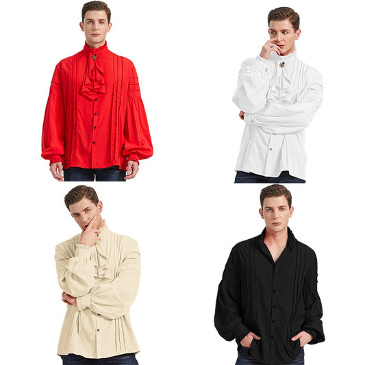 Mens Pirate Shirt Vampire Renaissance Medieval Victorian Steampunk Gothic Tops
