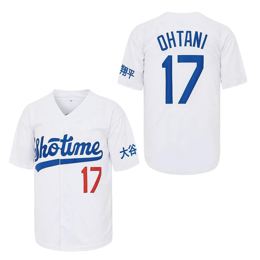 Men's Shotime 17 Ohtani Baseball Jersey Embroidery Hipster Hip Hop Shirts Baseball Jersey White
