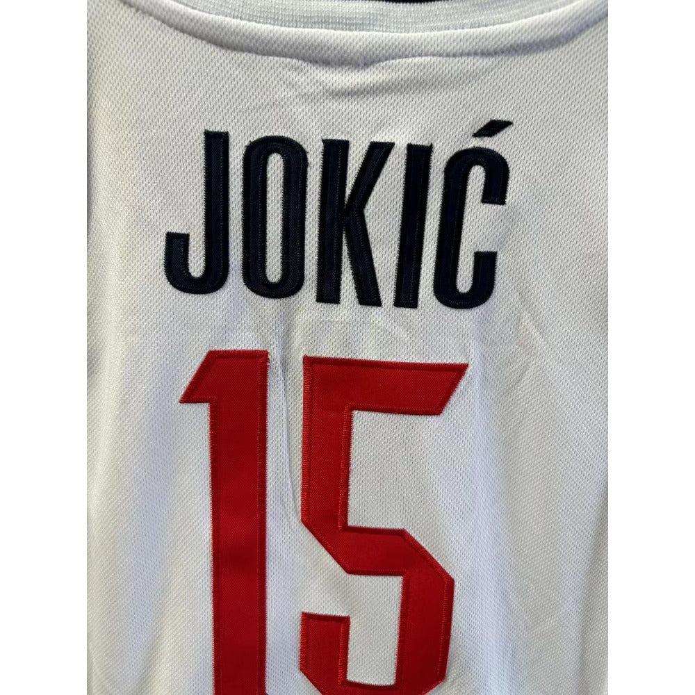 Serbia National Team Nikola Jokić #15 White Basketball Jersey Embroidered
