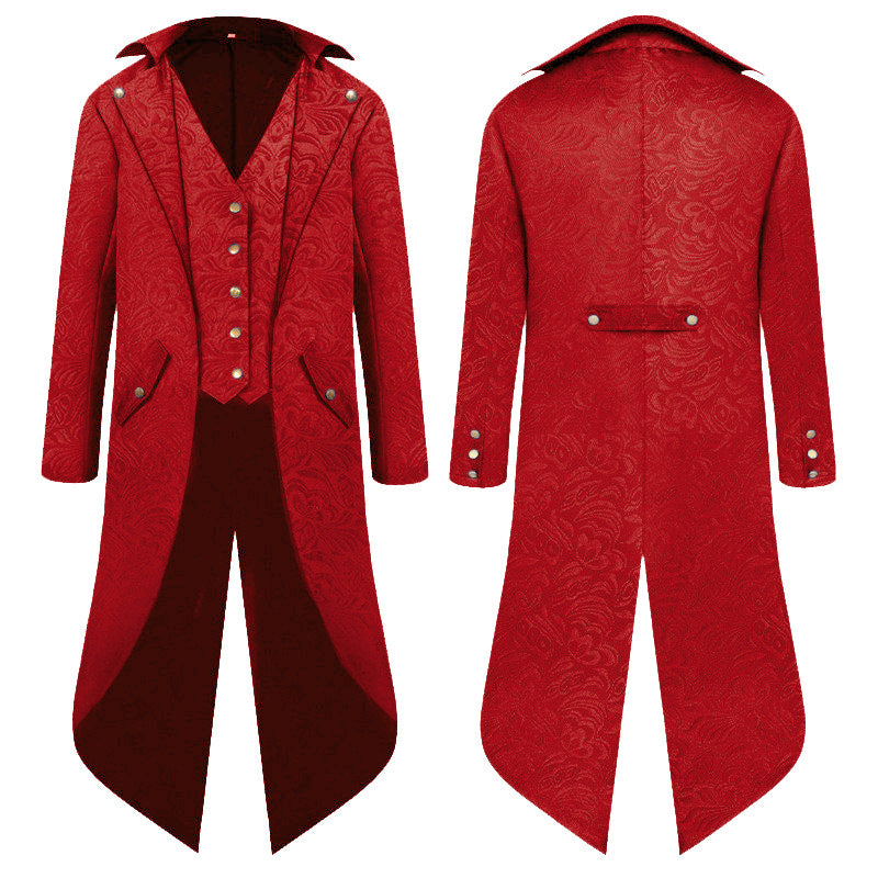 Men's Steampunk Vintage Medieval Tailcoat Jacket Retro Gothic Victorian Frock Coat Uniform Halloween Cosplay Costume