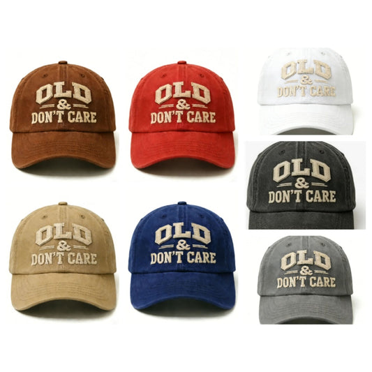 OLD & DON'T CARE Embroidered Cotton Baseball Cap Vintage Washed Hat