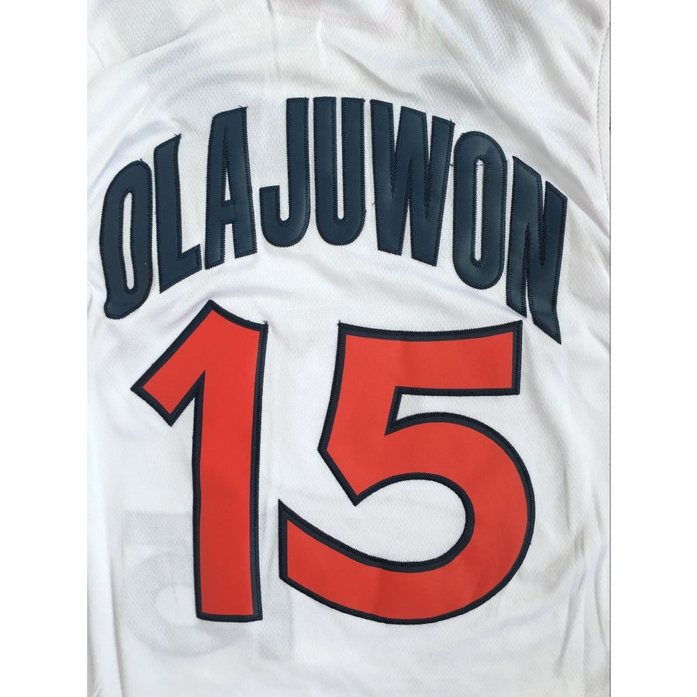 Hakeem Olajuwon Dream Team USA #15 White Embroidered Basketball Jersey