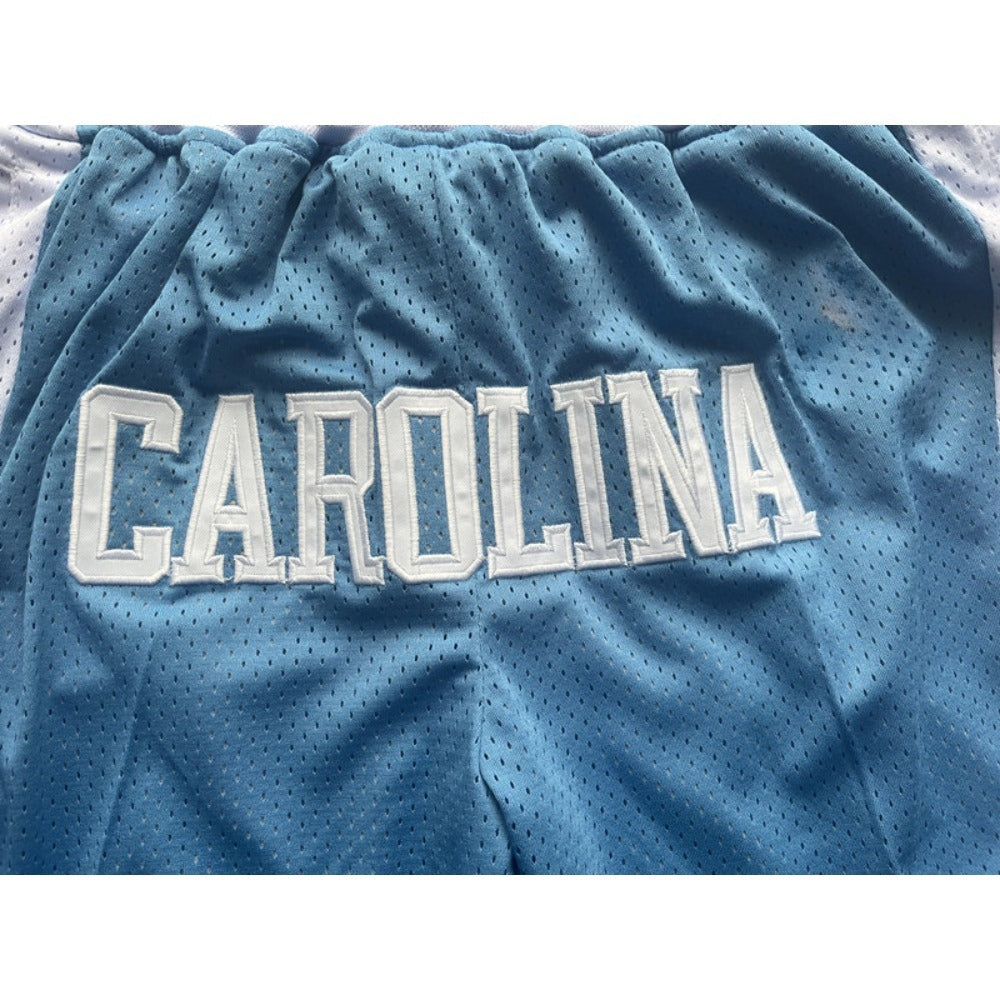 Throwback Carolina Basketball Shorts Sports Pants with Zip Pockets
