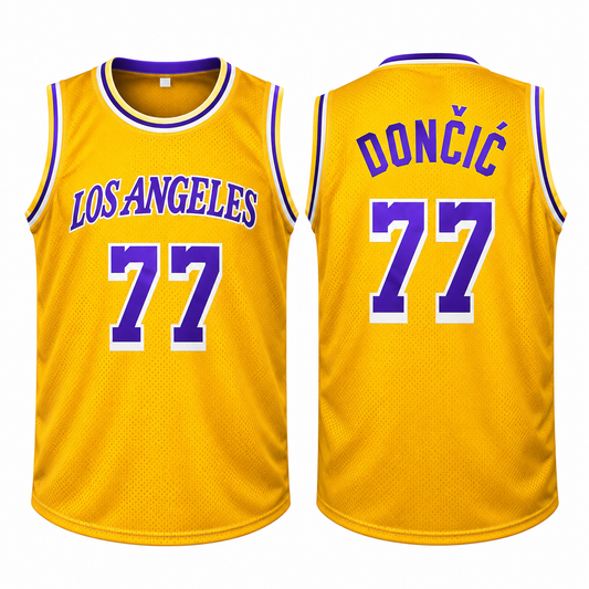 Luka Dončić #77 Los Angeles Yellow Basketball Jersey
