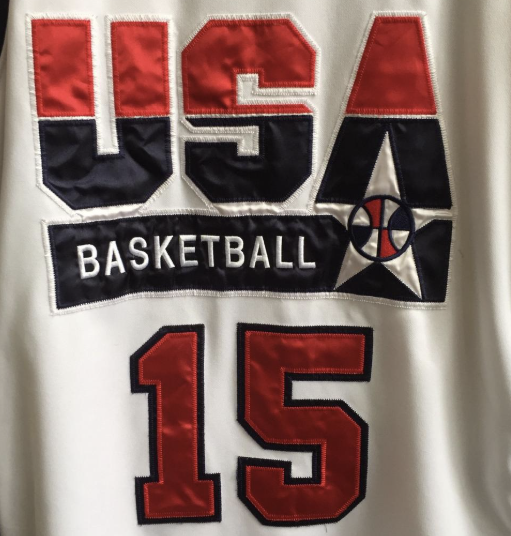 Johnson #15 USA Dream Team Basketball Jersey Darkblue and White 2 Pcs