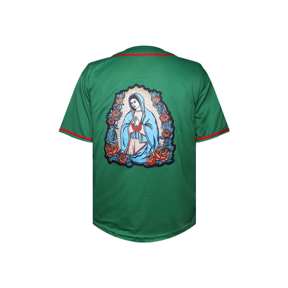 Mexico Green Baseball Jersey Button Up Mexican Heritage Jersey