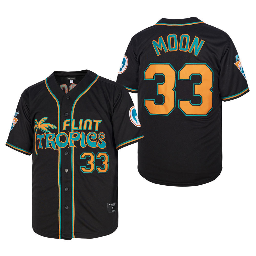 Men #33 Semi-Pro Flint Tropics Jackie Moon Movie Baseball Jersey Stitched