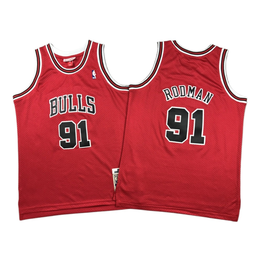 Men‘s Rodman Bulls Classic Throwback #91 Basketball Jersey Red