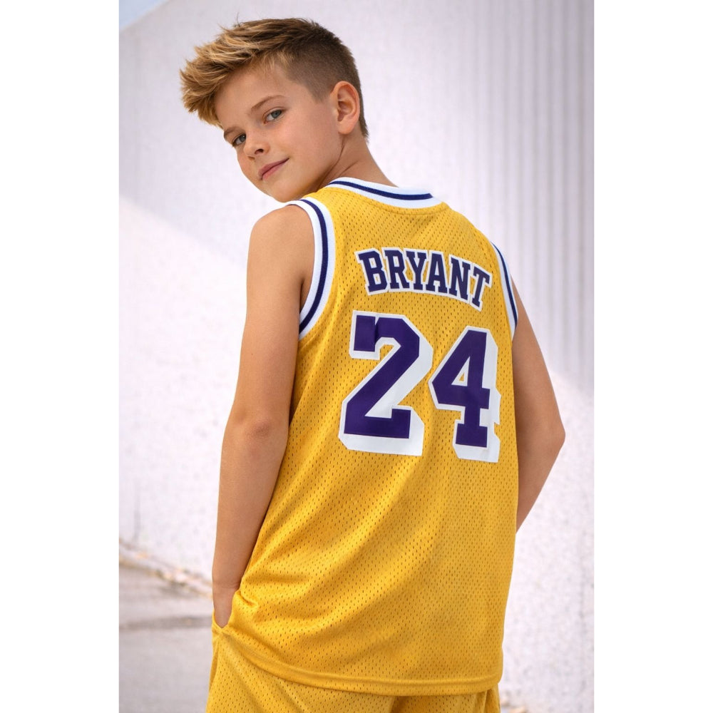 Kids Youth Basketball Jersey 24 Kobe Bryant Yellow