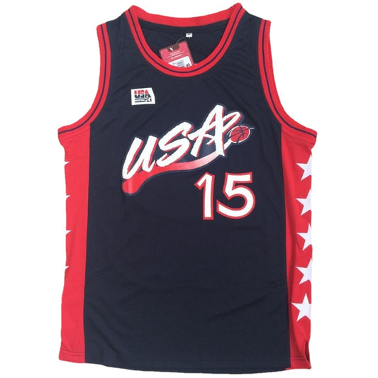 Hakeem Olajuwon Dream Team USA #15 Dark Blue Embroidered Basketball Jersey