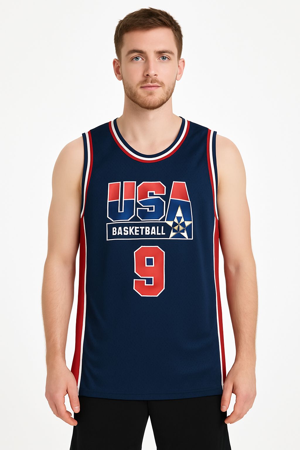 Michael Jordan #9 USA Dream Team Basketball Jersey Darkblue and White 2 Pcs Set