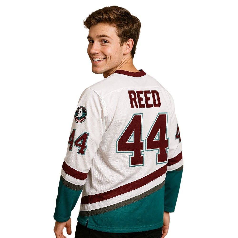 The Mighty Ducks Movie Hockey Jersey – Fulton Reed #44 Defenseman (White Color)