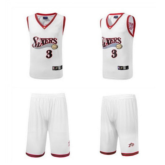 Iverson #3 Retro 76ers Breathable Basketball Jersey Pants Set Embroidery Youth Size- Adult Size