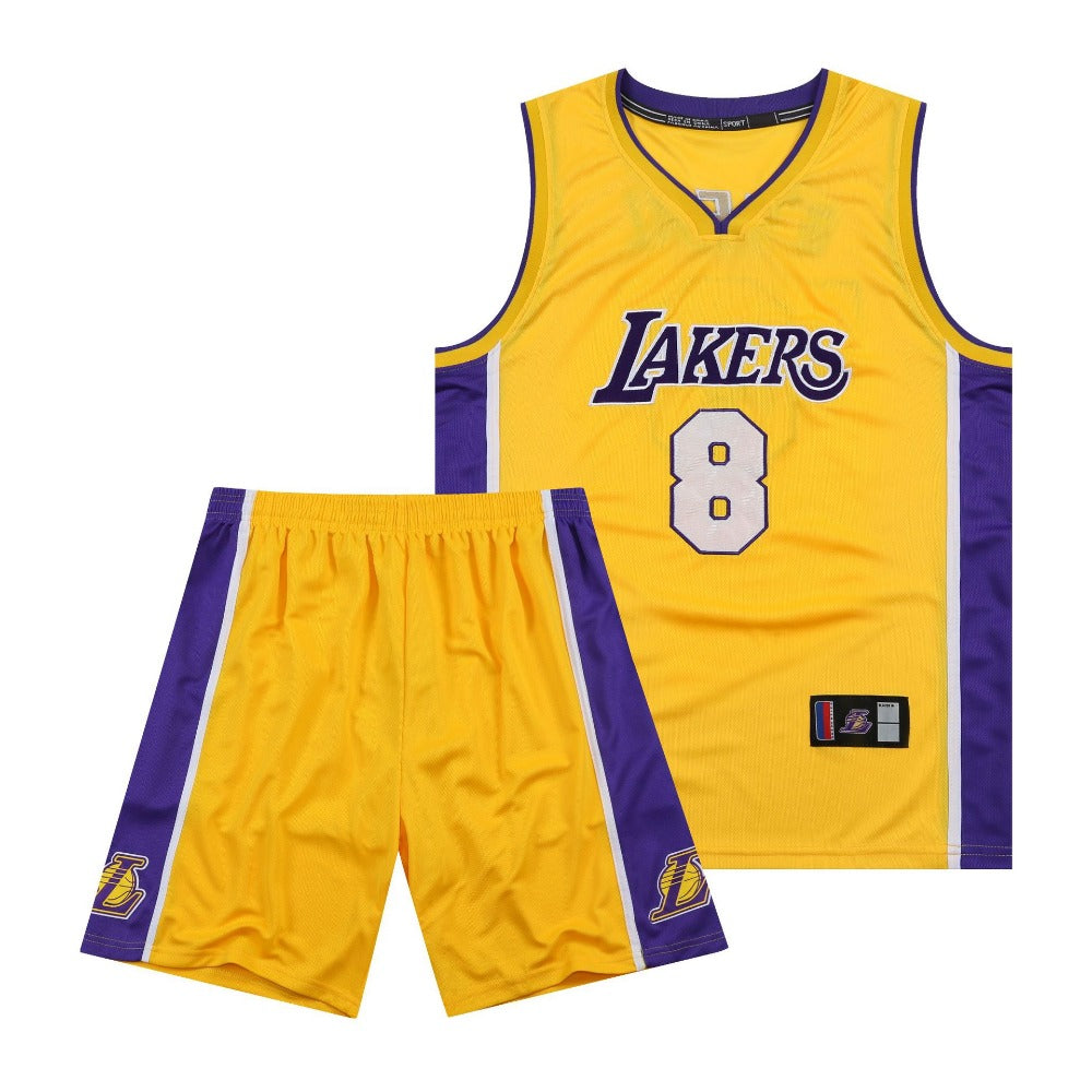 Kobe Bryant #24 #8 Retro Lakers Breathable Basketball Jersey Pants Set Embroidery fit for Youth to Adult