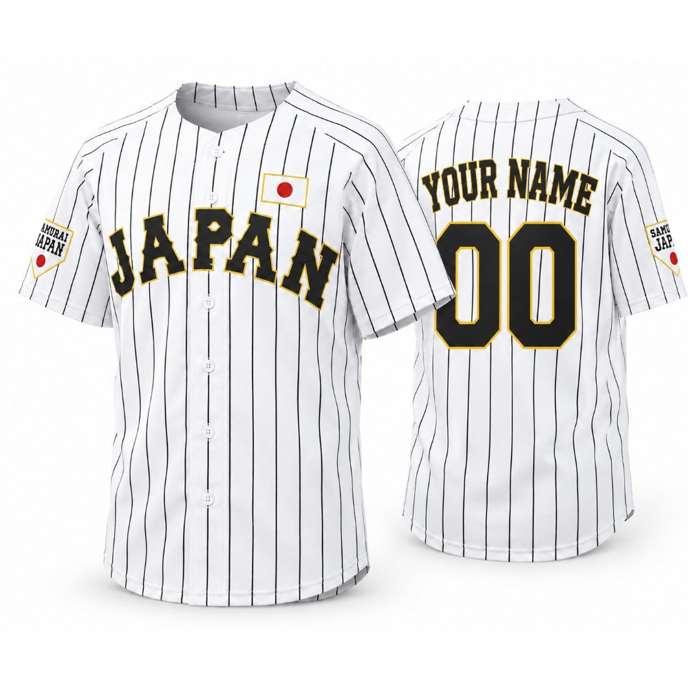 Custom Japan White Baseball Jersey – Name & Number
