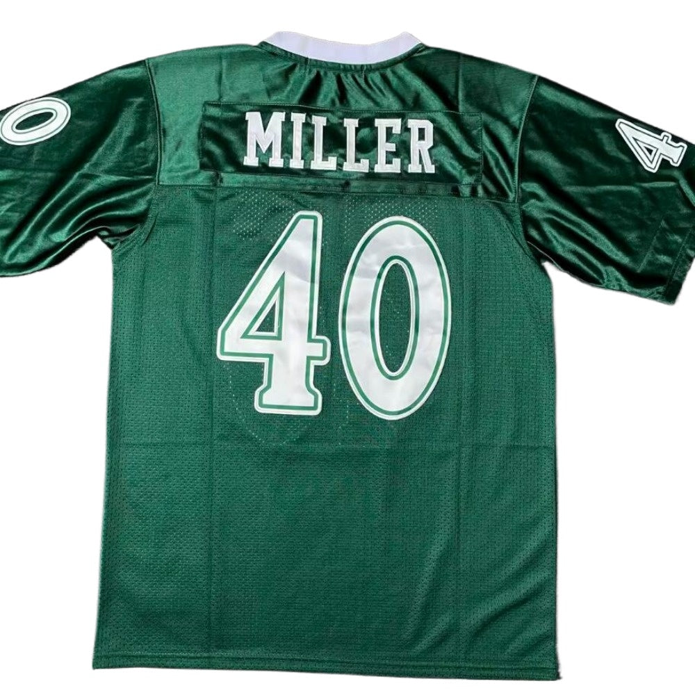 Eagles #40 Braxton Miller High School Football Jersey- Mesh Embroidered Tshirt Green