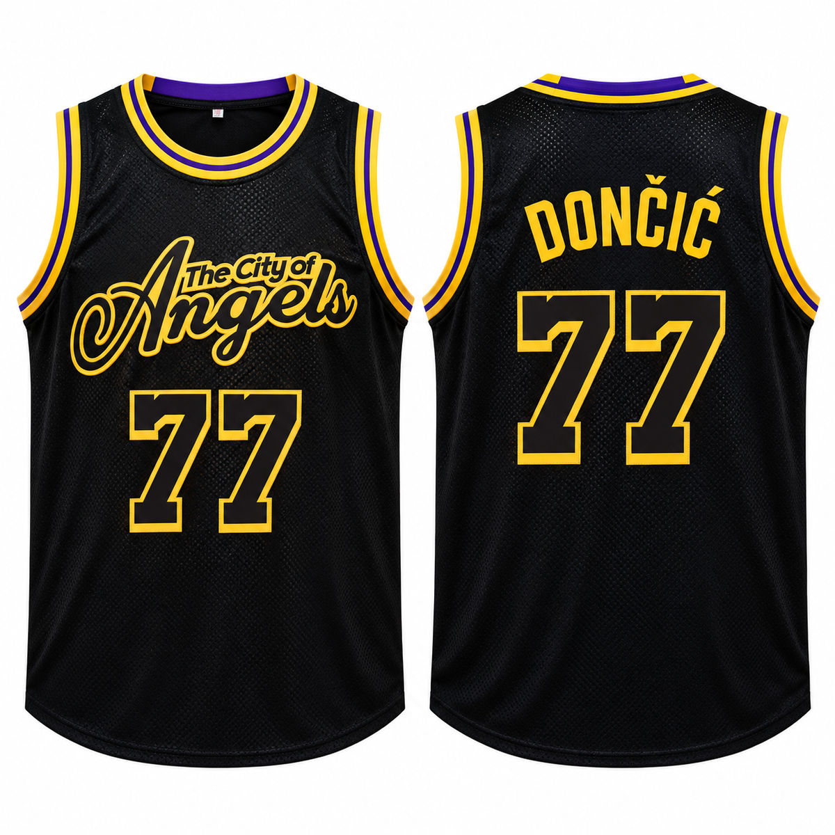Luka Dončić #77 City of Angels Black Mamba-Style Basketball Jersey