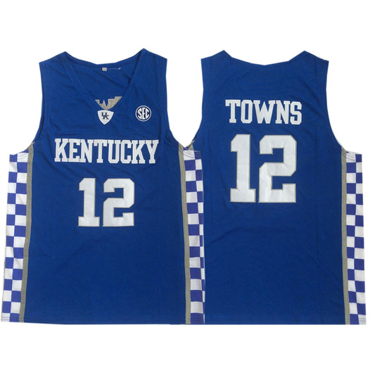 Vintage Karl-Anthony Towns #12 Kentucky Wildcats Basketball Jersey – Blue