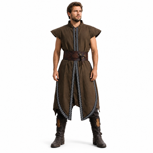 Medieval Men Vest Robe Renaissance Knight Riding Suit LARP Costume Tunic
